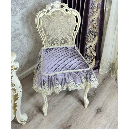 Накидка на стул с кружевами 45х55см10см волан сидушка на стул 45х55см 10см волан с прорезиненной основе с кружевным воланом 1599₽