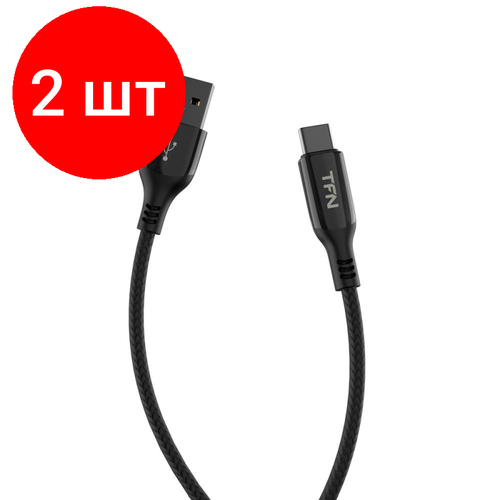 Комплект 2 штук, Кабель интерфейсный TFN USB - TypeC, 1.2м. черный (TFN, TFN-C-BLZ-AC1 M-BK) комплект 5 штук кабель интерфейсный tfn usb typec 1 2м белый tfn tfn с env ac1m wh