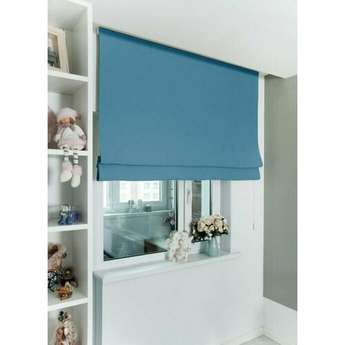 Римские шторы блэкаут на окна для комнаты Моя Штора ширина 140 см x высота 140см Серо-синий 8723₽