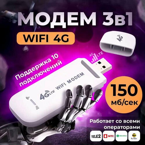 Модем роутер 4G LTE USB модем с раздачей интернета на любые устройства 150Мбит вставь сим карту и пользуйся 899₽