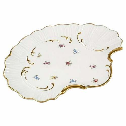 Поднос 31 х 23 см Ракушка Chodov Корона Мелкие цветы Матовое золото 151730 8869₽