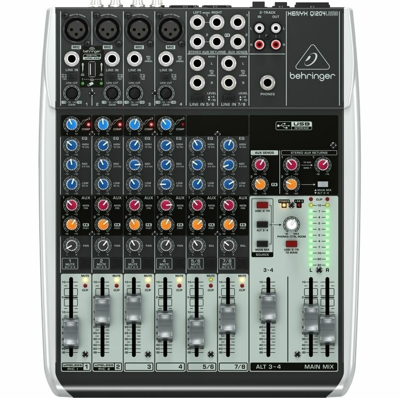 Behringer Q1204USB - Микшерный пульт, 12 каналов, 3-х полосный эквалайзер, USB