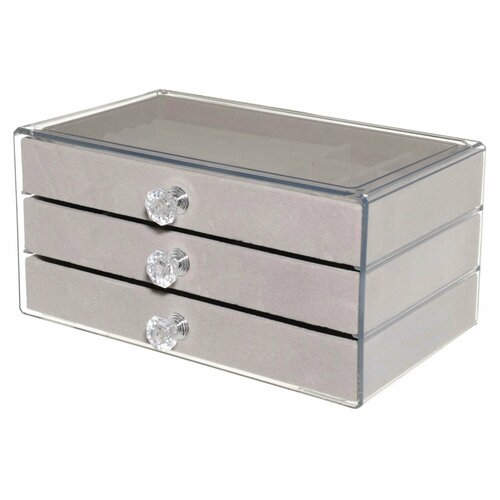 Шкатулка для украшений 22х13 см пластиквельвет серая Affluence 2490₽