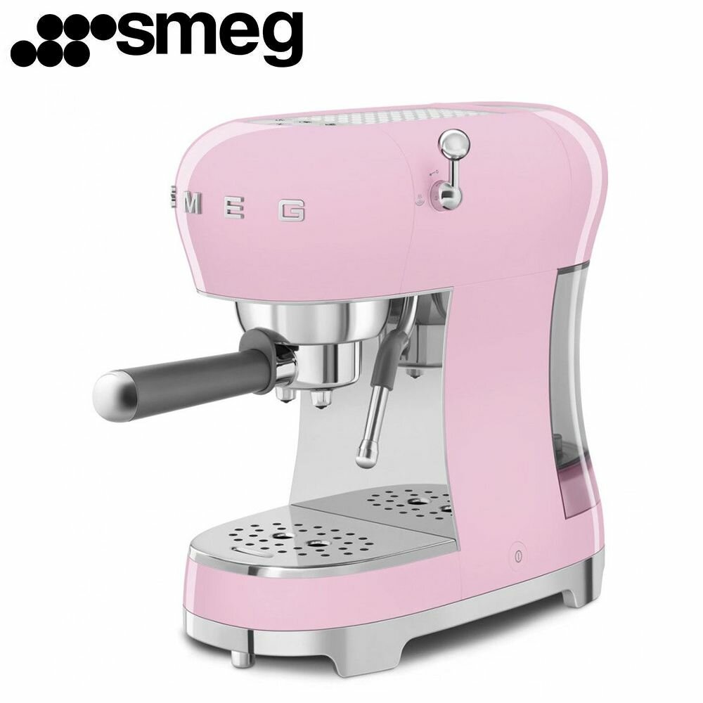 фото Кофемашина-эспрессо SMEG ECF02PKEU, розовый, ретро / 1350 Вт / 15 бар