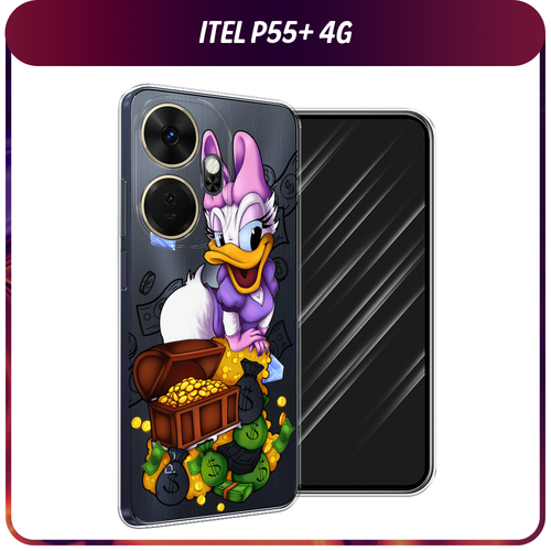 Силиконовый чехол на Itel P55+ 4G / Ител Р55+ 4G Rich Daisy Duck, прозрачный силиконовый чехол на itel p55 4g ител р55 4g ушастый мопс