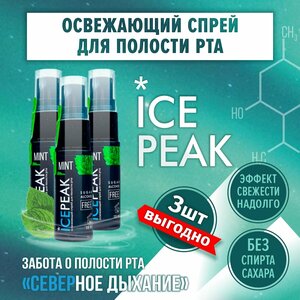Спрей освежитель IcePeak для полости рта с мятой, 3 шт.