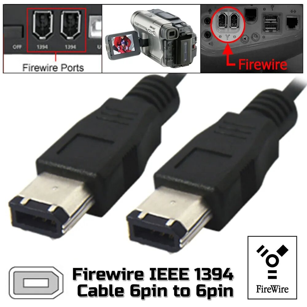 Кабель Luxmann FireWire IEEE1394 штекер 6 pin - штекер 6 pin, 1 метр