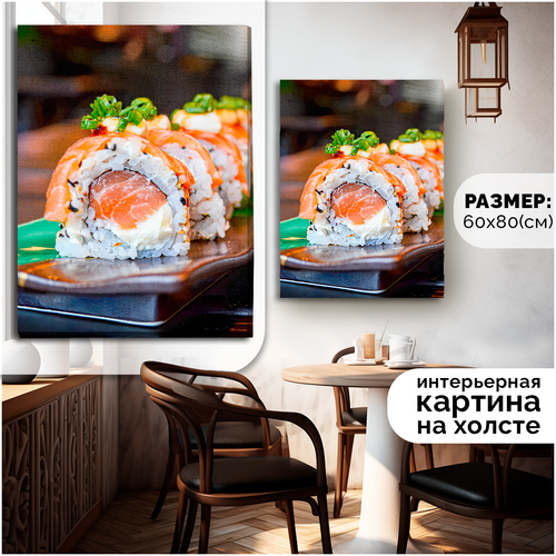 Картина интерьерная на холсте еда роллы суши бар для ресторана для кафе - 20 В 80x60 1690₽