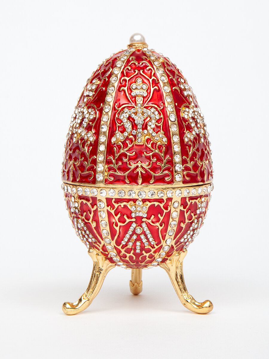 Сувенирная металлическая шкатулка для запонок и украшений "Фаберже", 1 штука