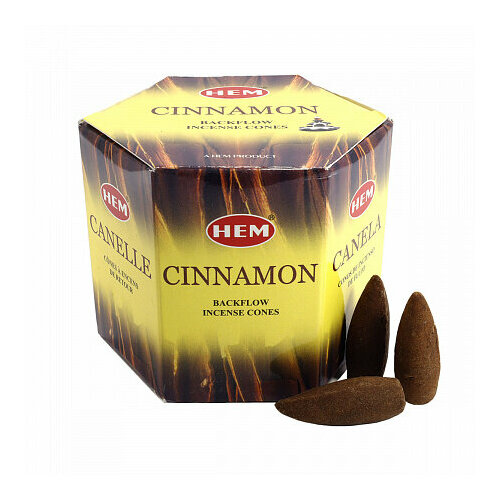 CINNAMON Backflow Incense Cones, Hem (корица благовония пуля стелющийся дым, Хем), уп. 40 конусов.