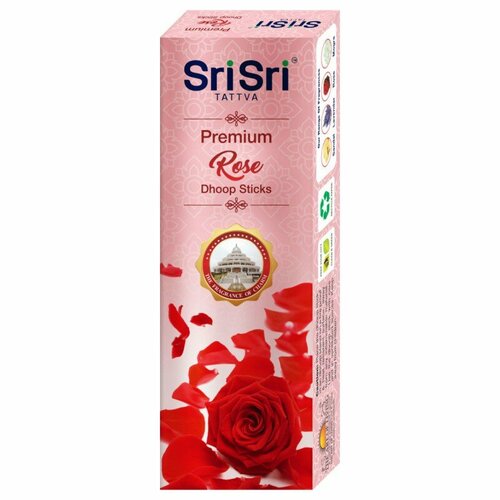 Premium ROSE Dhoop Sticks, Sri Sri Tattva (Премиум роза безосновные благовония, Шри Шри Таттва), 50 г. зубная паста суданта марки шри шри таттва sudanta sri sri tattva 100 грамм