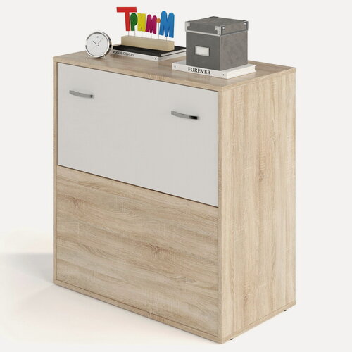 Изображение товара Тумба для белья БАНГА-4 Дуб Сонома - Белый, с откидной дверкой, 84,4х80,0х42,2 см, россия