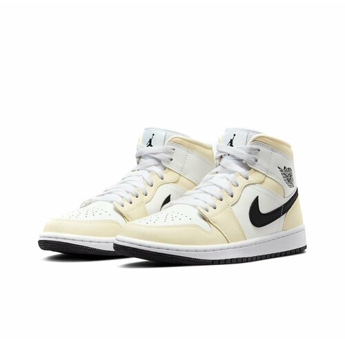 фото Кроссовки nike air jordan 1 mid, размер 38,5 eu, белый, коралловый