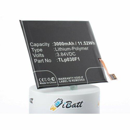 Аккумуляторная батарея iBatt 3000mAh для телефонов, смартфонов TLp030F1, TLp030F2