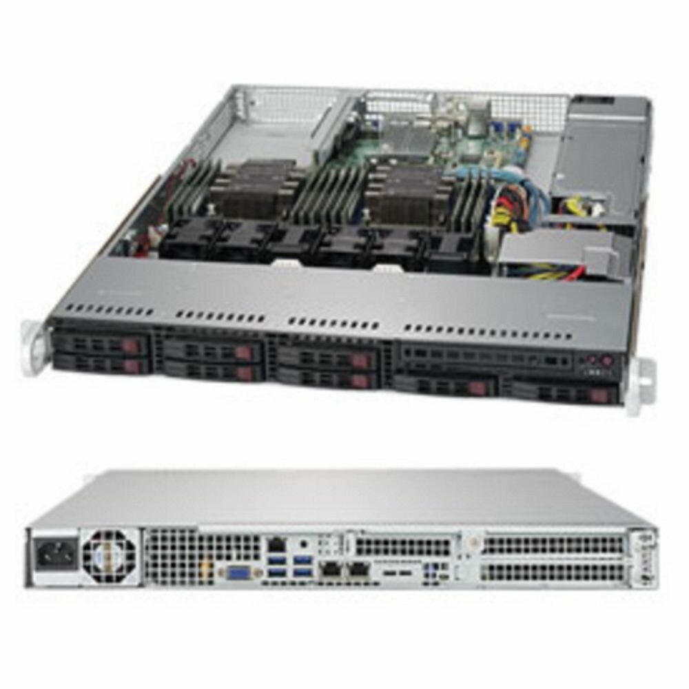 SuperMicro Платформа системного блока SuperMicro SYS-1029P-WT 1U, 2xLGA3647, iC621, 12xDDR4, up to 8x2.5, 2x1GbE, 3x PCIE, 1x600W (113AC2-605WB X11DDW-L) (266630) SYS-1029P-WT