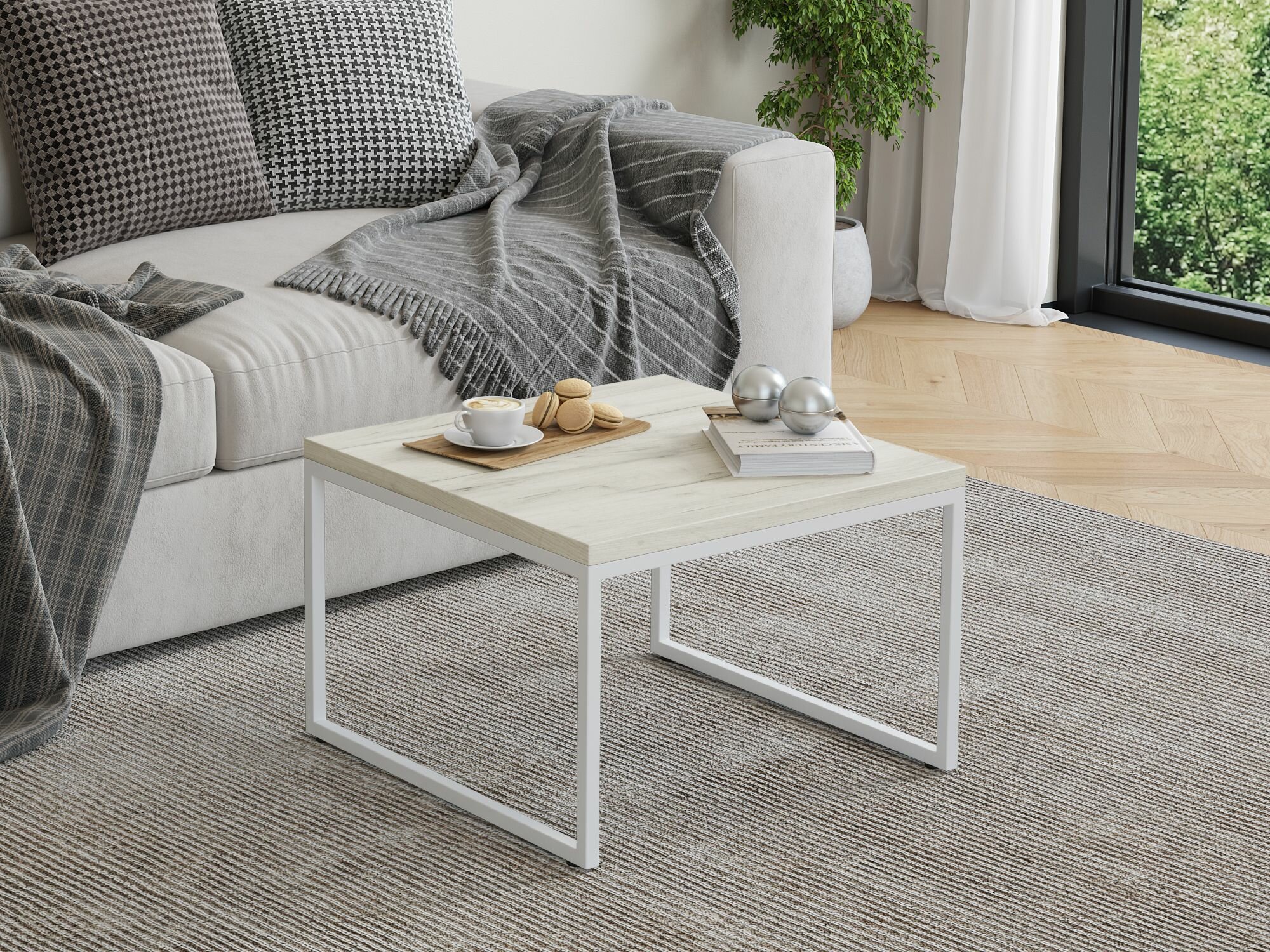 Столик журнальный Айсберг Лофт 01 Белый/дуб крафт белый