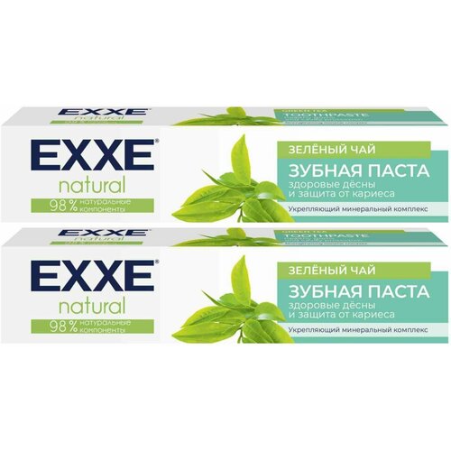 EXXE Зубная паста natural, Зелёный чай, 75 мл, 2 шт зубная паста exxe natural зеленый чай 75 мл