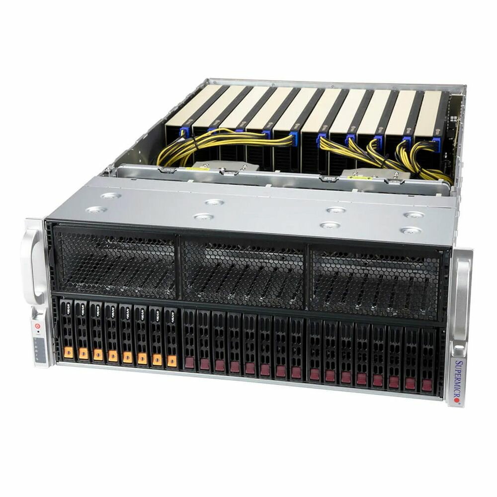 SuperMicro Платформа системного блока SuperMicro SYS-420GP-TNR 4U, 10x Dual Slot GPU, 2xLGA4189 up to 270W, 32xDDR4 3200, 16x2.5" SAS/SATA, 8x2.5" SAS/SATA/NVME, 10xPCIE x16 for GPU, 1xPCIE x16, 1xAIOM OCP 3, 2x1000Base-T, 4x2000W SYS-420GP-TNR