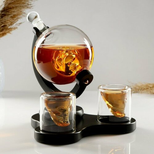 Мини-Бар Череп на подставке штоф - 850 мл бокалы - 80 мл 235 х 265 х 24 см 6788₽