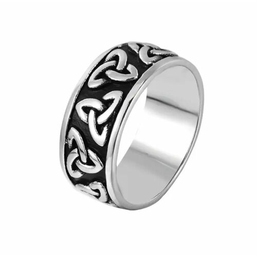 serebromag кольцо оберег триглав из серебра Печатка, размер 22, ширина 9 мм, черный, белый