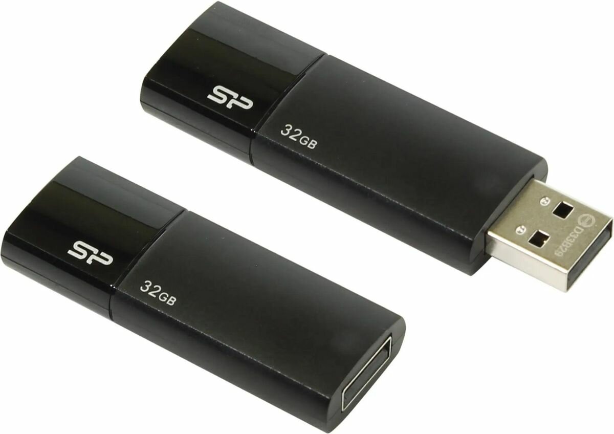 Флешка USB Silicon Power Ultima U05 32ГБ, USB2.0, черный [sp032gbuf2u05v1k]