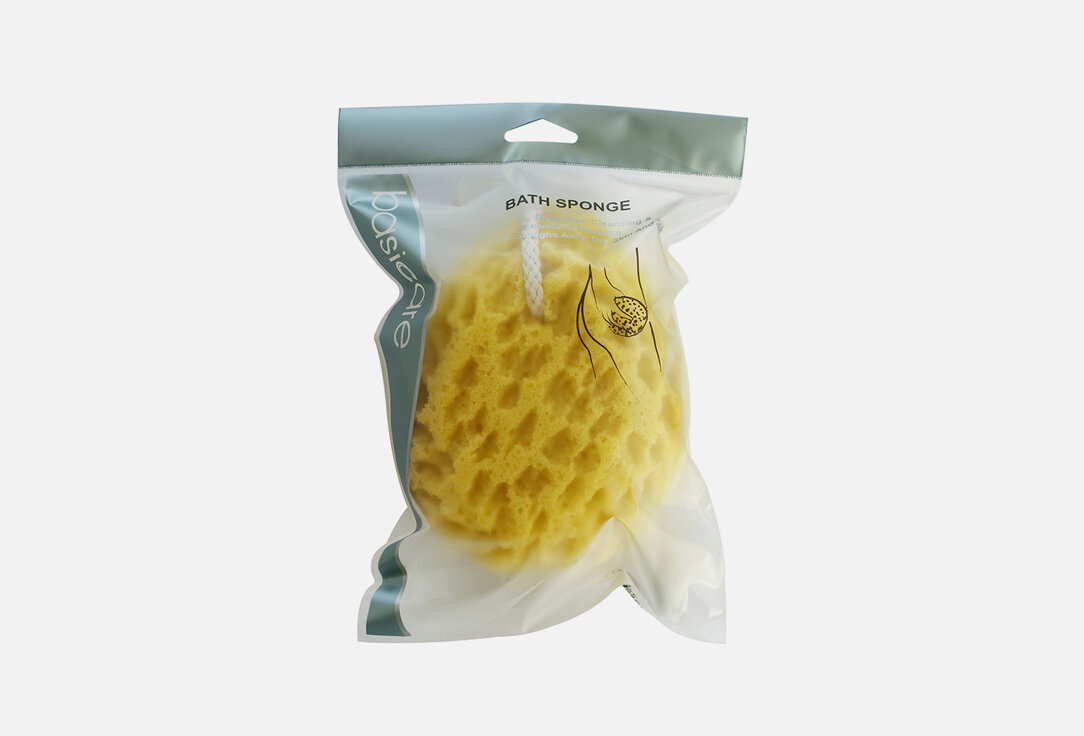 Губка банная со шнуром BASICARE SEA SPONGE / количество 1 шт