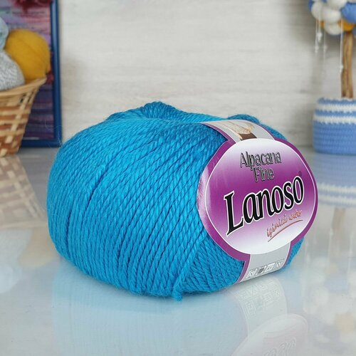 Пряжа Alpacana fine Lanoso, бирюза - 916, 35% шерсть, 25% альпака, 40% акрил, 5 мотков, 100 г, 220 м.