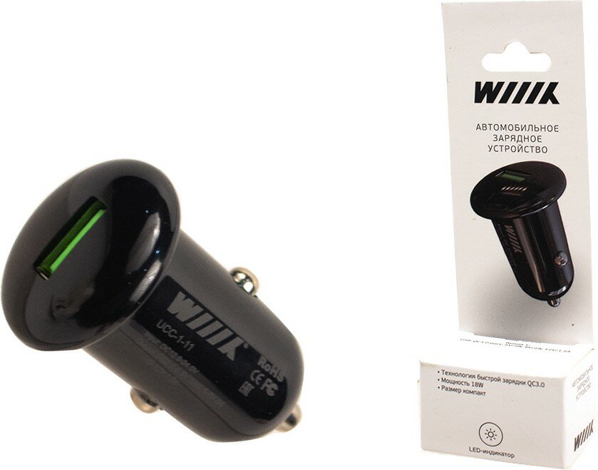 Автомобильное зарядное устройство WIIIX , USB, 3A, черный - фото №7