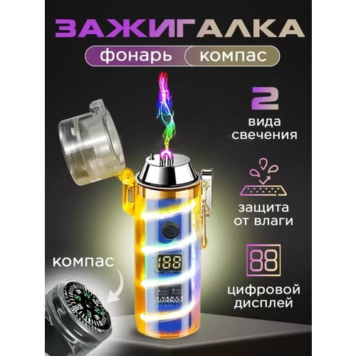 Электронная зажигалка с USB-зарядкой и часами встроенный фонарик SUPERNOWA