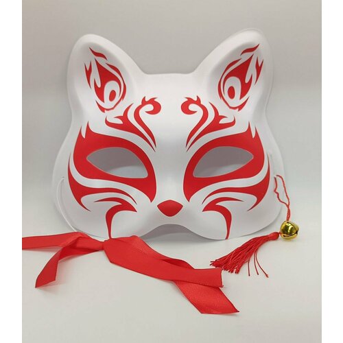 Карнавальная маска кошки бело-красная (3) маска карнавальная с блестками красная