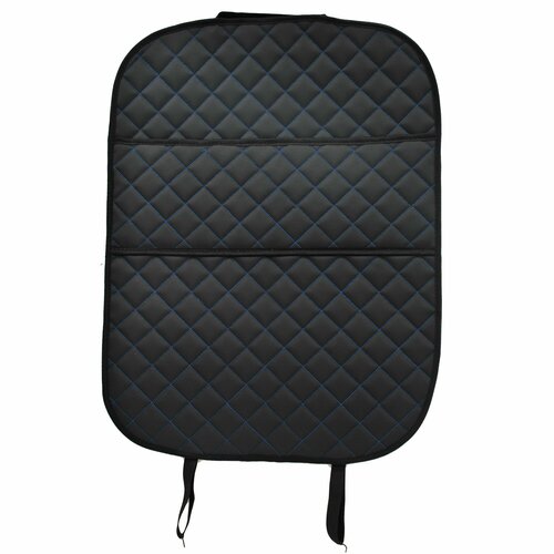 Защитная накидка на спинку сиденья с органайзером эко кожа черная синий ромб 857₽