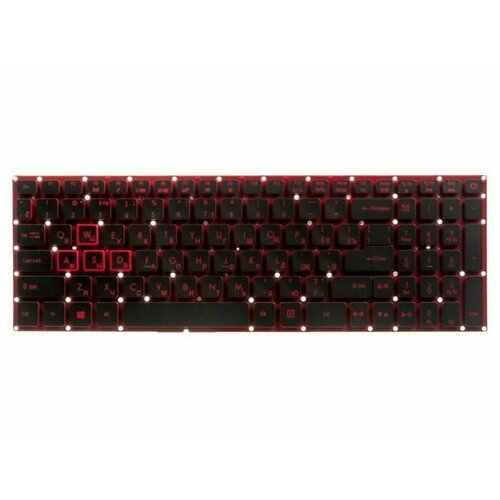 Клавиатура для ноутбука Acer Nitro 5 AN515, AN515-51, AN515-52, AN515-53 черная с красной подсветкой шлейф жесткого диска hdd для ноутбука acer nitro 5 an515 53 an515 52 an515 54 12 pin 12см