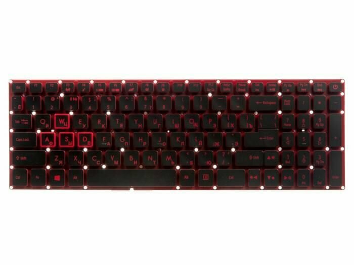 Keyboard / клавиатура для ноутбука Acer Nitro 5 AN515 AN515-51 AN515-52 AN515-53 черная с красной подсветкой