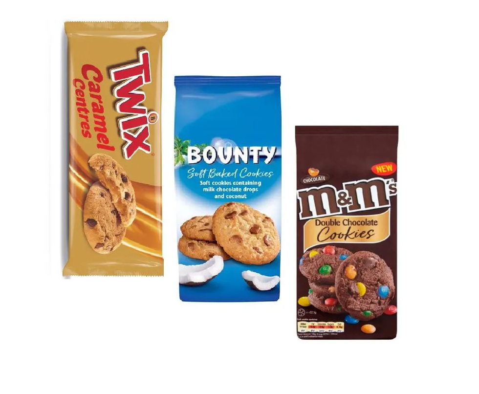 Печенье Bounty, Twix и M&M's Cookies (3 уп.)