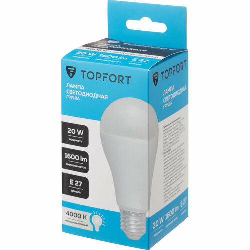 Лампа светодиодная Topfort E27 20W 4000K груша 392₽