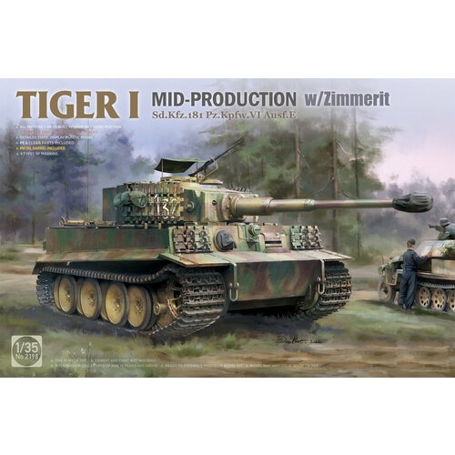 abr 16 k01 дополнения для pz kpfw vi ausf e sd kfz 181 tiger i – early version для tamiya 1 16 Tiger I (Тигр) Mid w/Zimmerit Pz.Kpfw.VI Ausf.E 2198 Takom Сборная модель 1:35