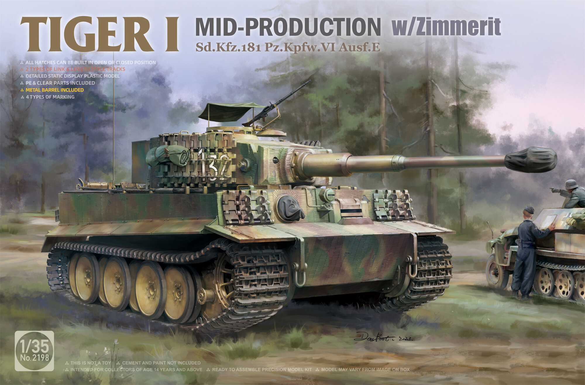 Tiger I (Тигр) Mid w/Zimmerit Pz.Kpfw.VI Ausf.E 2198 Takom Сборная модель 1:35