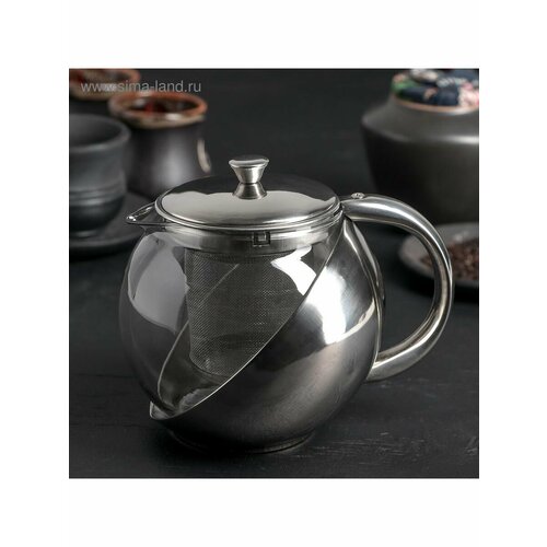 Чайник стеклянный заварочный Металлик 750 мл с метал ситом 809₽