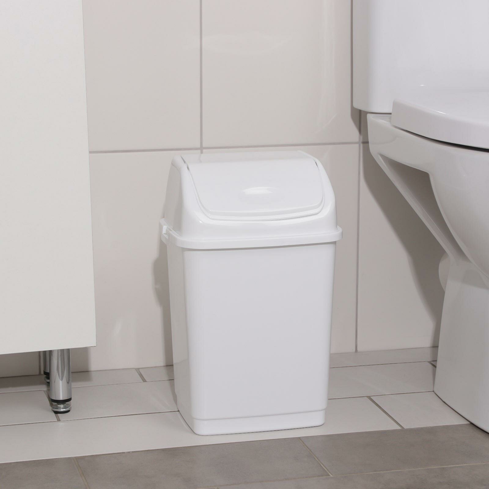 Ведро для мусора  Камелия  с крышкой  8 л  пластик  цвет белый