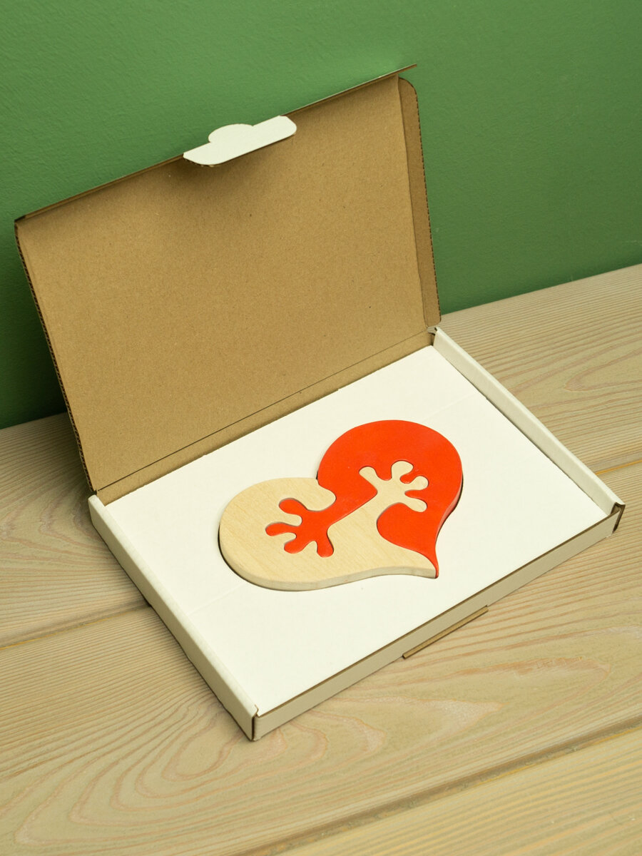 Деревянная фигурка-сувенир "Сердечко" от Игрушки Пеструшки, ручная работа, подарочная упаковка — фото 1