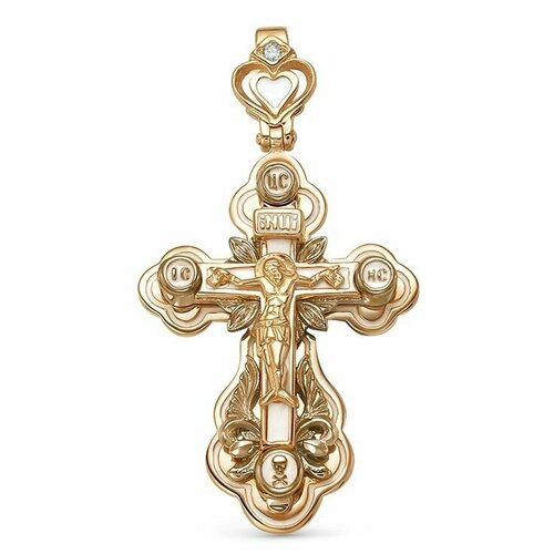 Крестик DIALVI JEWELRY, серебро, 925 проба, золочение, фианит, размер 3.5 см.