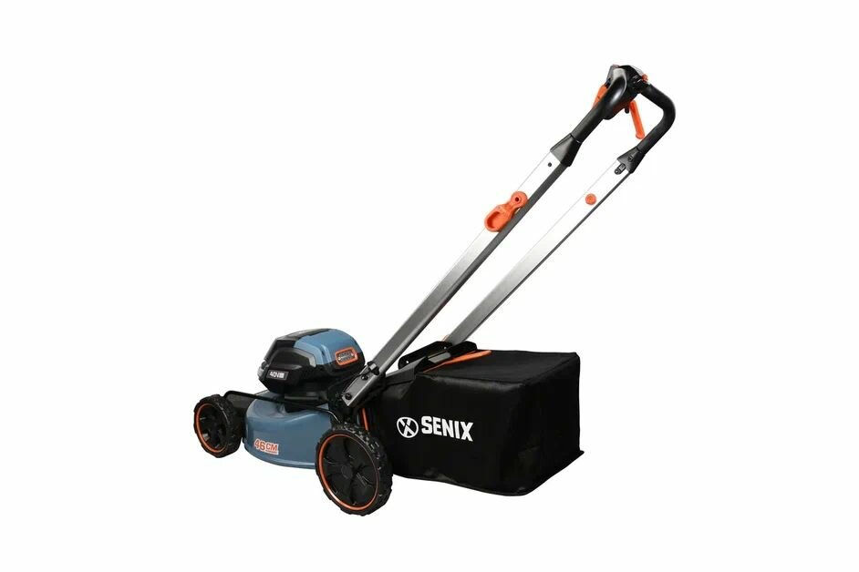 Газонокосилка аккумуляторная самоходная SENIX, 46 см, X2 2*20В , 2 АКБ 5Ач и ЗУ, - фото №9