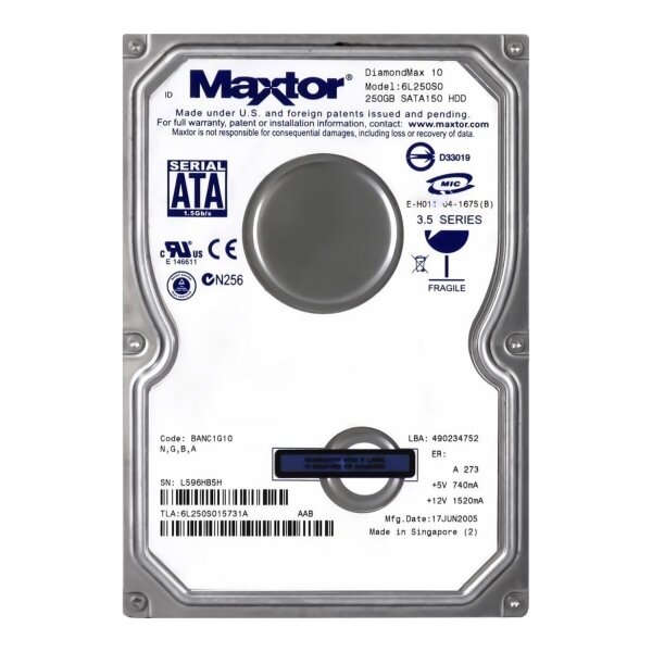 Жесткий диск Maxtor 6L250S0 250Gb SATA 3,5" HDD