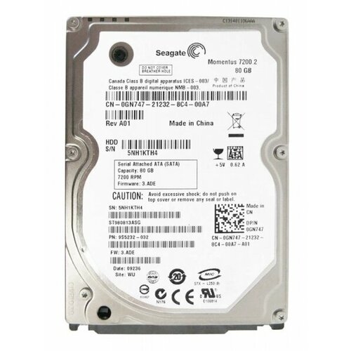 Жесткий диск Seagate 9S5232 80Gb 7200 SATAII 25 HDD 2705₽