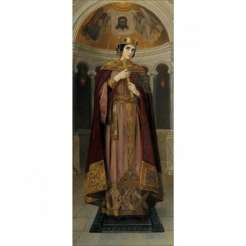 Святая царица Александра деревянная икона на левкасе 33 см икона портрет императора николая второго на дереве на левкасе 26 см