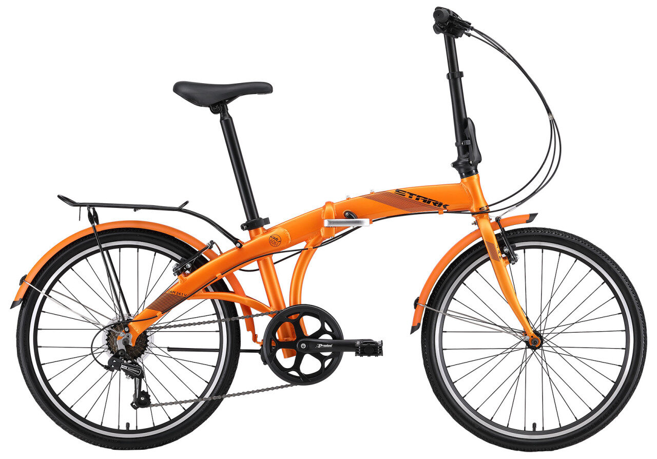 Складной велосипед Stark Jam 24.1 V (2024) 24 Оранжево-черный (130-150 см)