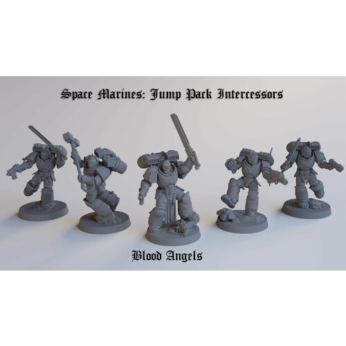 игровые фигурки chaos space marine terminators warhammer 40k 3шт space marines 40k warhammer вархаммер Space Marines: Jump Pack Intercessors / Космодесант: Штурмовой отряд с прыжковыми ранцами Кровавые Ангелы / Warhammer 40k Adeptus Astartes