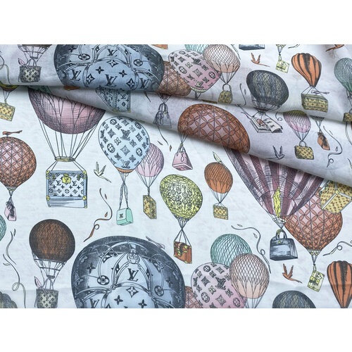 Ткань Шифон бежевого цвета с принтом терракотовые воздушные шары 24072 2175₽