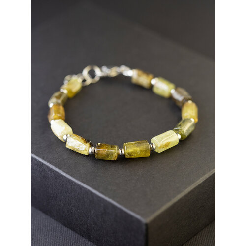 Браслет Планета Драгоценностей, гроссуляр, гранат, размер 20 см, зеленый