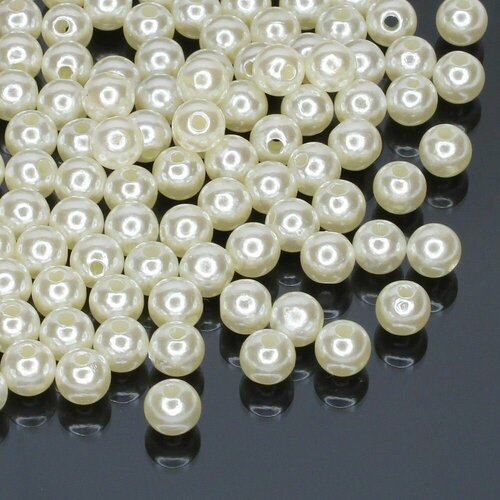 Бусины акриловые круглые кремовые 